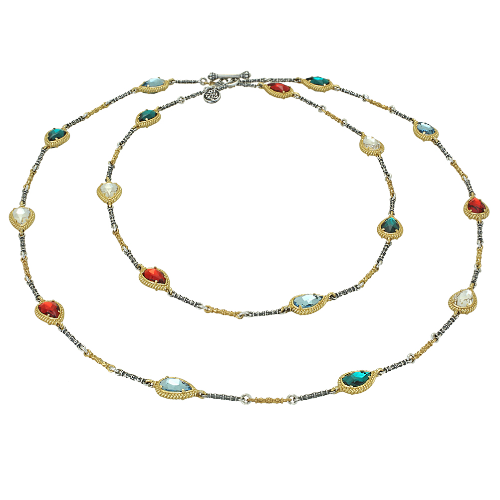 Reversible necklace with multicolor Swarovski crystals K131-1