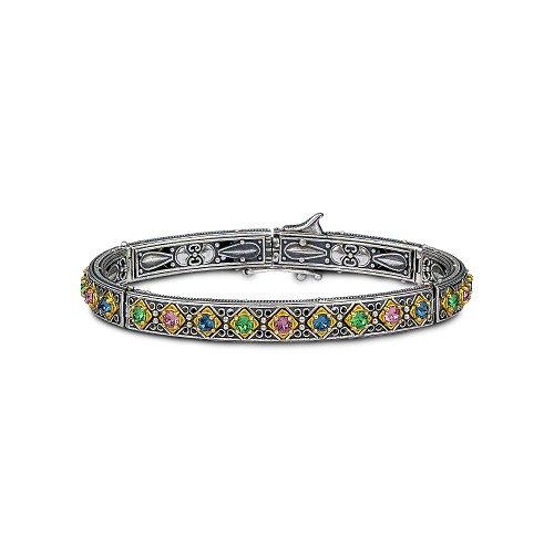 Bangle Bracelet with Multicolour Swarovski Crystals B100