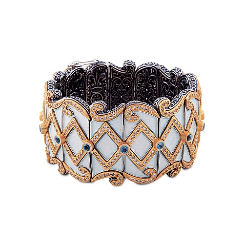 Bracelet with Enamel Swiss Blue Topaz & Zircon B63