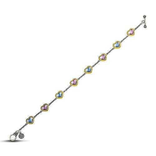 Reversible Heart Bracelet with Multicolor Swarovski Crystals B102