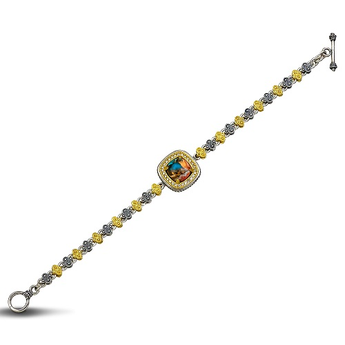 Tricolour Bracelet with Mosaic Gemstone B83-2