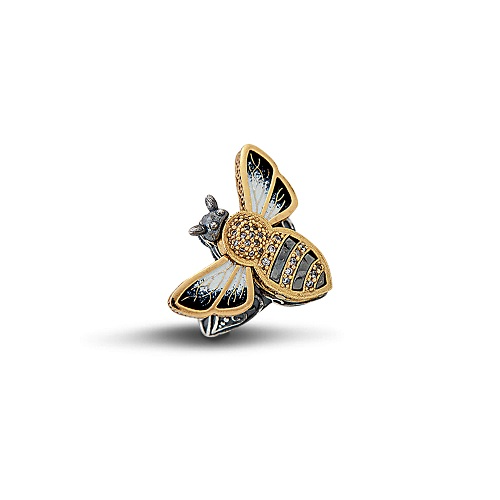 Bee Ring with Enamel and Zircon D11