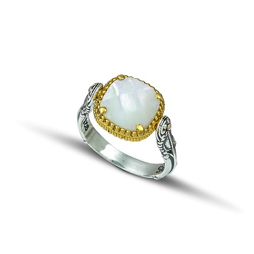 Reversible Ring with Swarovski Crystal and Mother of Pearl D116-1