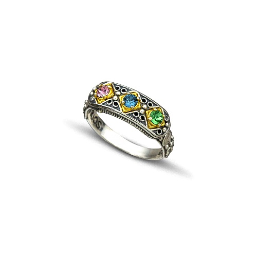 Ring with Multicolour Swarovski Crystals D100