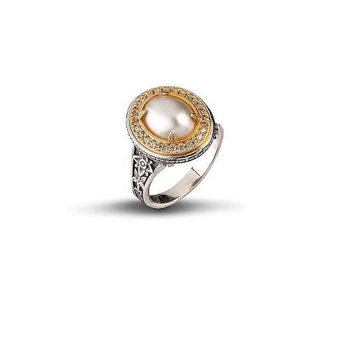 Ring with Pearl and Zircon D84