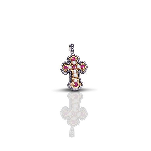 Cross with Ruby and Pearls C7