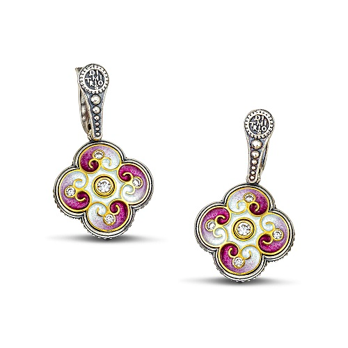 Earrings with Enamel and Zircon S110-1