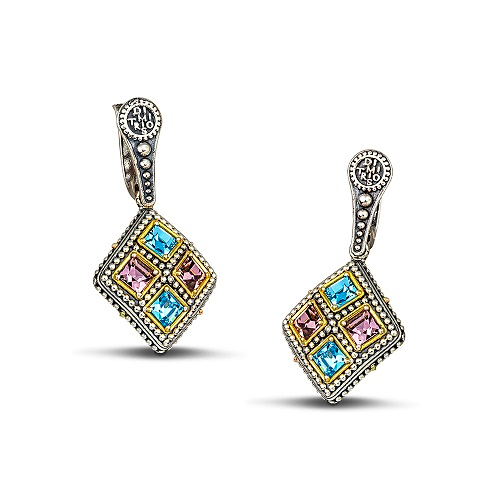 Earrings with Multi Colour Crystals S105-1