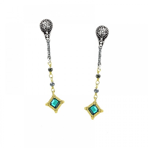 Earrings with Blue and Green Crystal S135-2