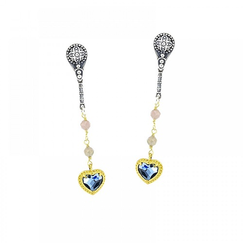 Earrings with Goldplated Crystal Heart S135-5