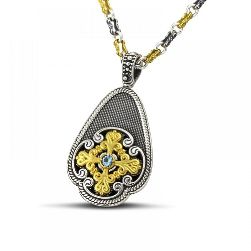 Pendant with Blue Topaz Gemstone M130-1