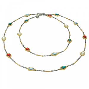 Reversible necklace with multicolor Swarovski crystals K131-1