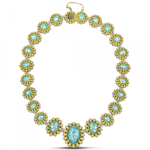 Necklace with Mohave Blue Turquoise & zircon K115