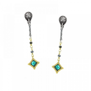 Earrings with Blue and Green Crystal S135-2