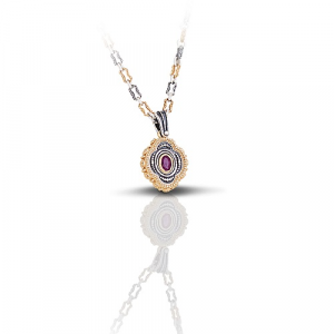 Pendant with Semiprecious Stone & Tricolour Chain M251