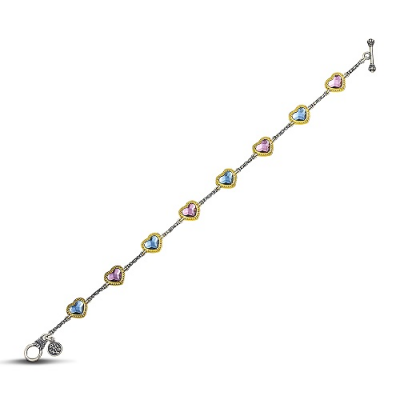 Reversible Heart Bracelet with Multicolor Swarovski Crystals B102